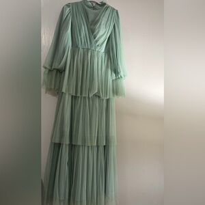 Chic Long Sleeve Mint Green Dress